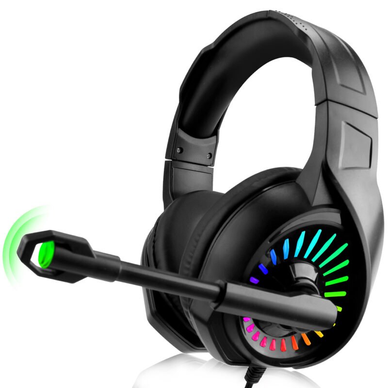 Gaming Headset with Microphone for PS5, PS4, PC, Mac, Noise Cancelling Headphones wit Mic Compatible with Playstation Switch, Wired Mode for Game Lovers