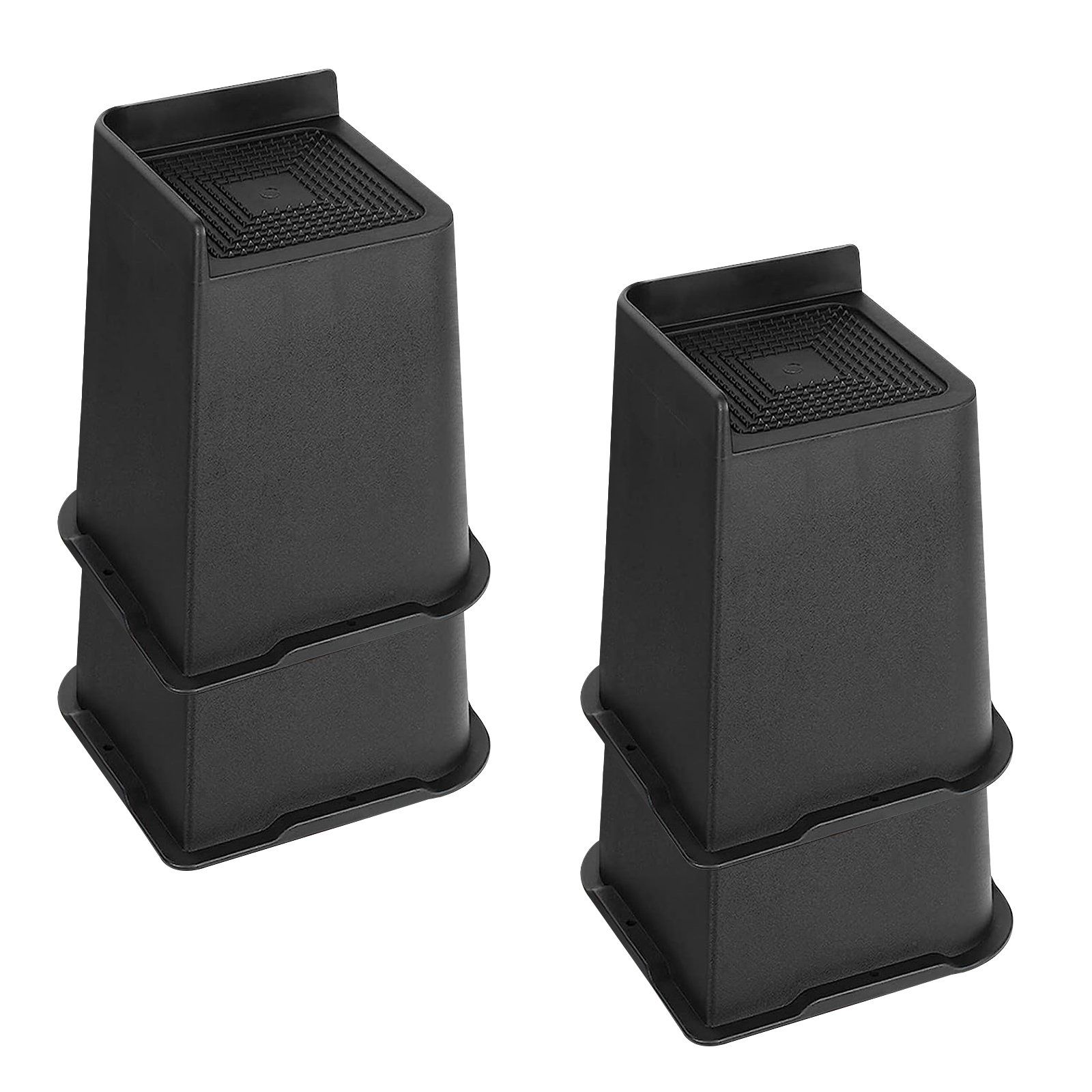 Heavy Duty Bed Furniture Risers, Table Legs Extenders in Heights of 4 inch, Stackable Bed Elevators for Sofa and Desk (Set of 4 Riser, Black)