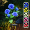 Outdoor Solar Garden Lights with 5 Rose Flowers, Decorative LED Landscape Lights, Solar Flower Lights for Patio Yard (Blue)