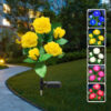 Outdoor Solar Garden Lights with 5 Rose Flowers, LED Solar Powered Outdoor Decorative Landscape Lights, Waterproof Solar Flower Lights for Patio, Pathway, Yard Garden Decoration (Yellow)
