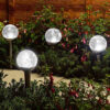 Garden Solar Lights, Cracked Glass Ball Waterproof Cool White LED for Outdoor Decor Decorations Pathway Patio Yard Lawn, 4 Pack - Image 2