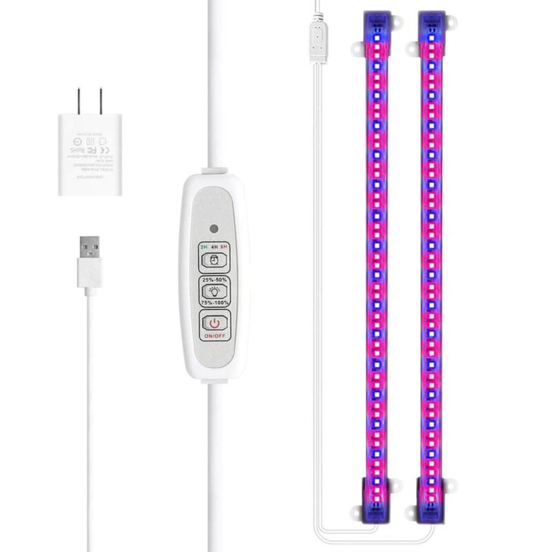 Syenll Plant Grow Light Strips, 2 Pack 20W LED Grow Lamp for Indoor Plants with Auto on/off Timer for Green House Succulent Hydroponics