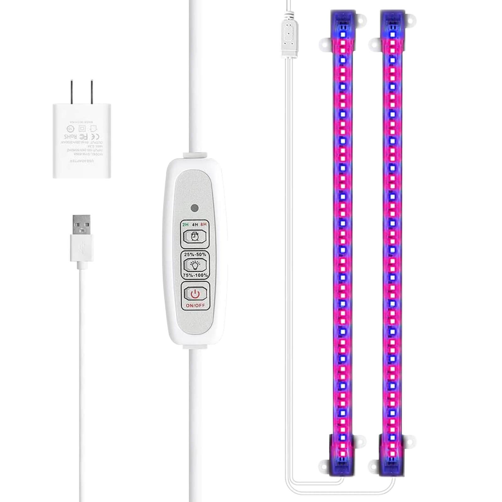 Syenll Plant Grow Light Strips, 2 Pack 20W LED Grow Lamp for Indoor Plants with Auto on/off Timer for Green House Succulent Hydroponics