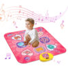 Kids Dance Toy, Electronic Dancing Mat with LED Lights, Musical Dance Pad Party Game Toy for 3 4 5 6 7 8 9 10 Years Old Boys Girls, Pink