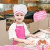 Cute Kids Aprons for Girls Boys, Chef Hat Apron (Pink) Dress Up Chef Costume for Toddlers Age 3-8, Little Girls Chef Set Pretend Play Cooking Baking Gifts - Image 2