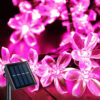 23FT 50 LED Solar Christmas Flower String Lights, Solar Powered Cherry Blossom Fairy Light for Christmas Tree Garden Patio Fence Yard Party Decorations, Pink