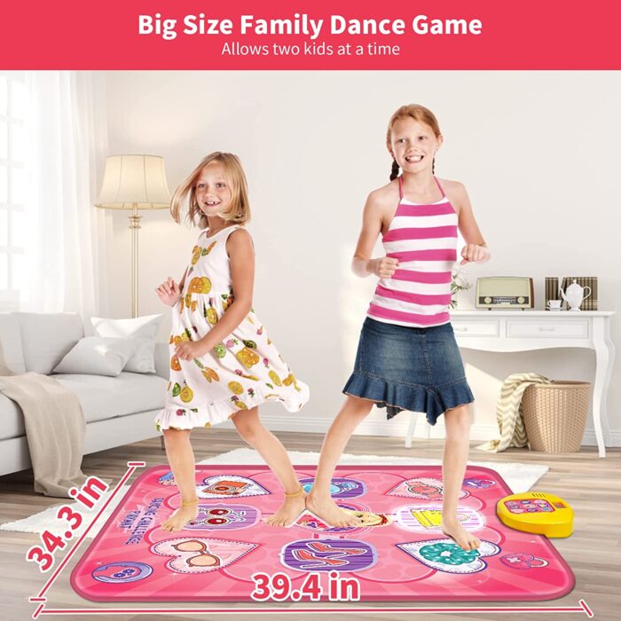 Kids Dance Toy, Electronic Dancing Mat with LED Lights, Musical Dance Pad Party Game Toy for 3 4 5 6 7 8 9 10 Years Old Boys Girls, Pink - Image 2