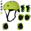 Helmet Knee Pad Set (Green), Adjustable Kids Bike Helmet Protective Gear Set with Knee Pads and Elbow Pads Wrist Guards Included for 3~10yrs Girls Boys Bike Roller Skating Cycling Scooter