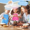 Cute Kids Aprons for Girls Boys, Chef Hat Apron (Blue) Dress Up Chef Costume for Toddlers Age 3-8, Little Girls Chef Set Pretend Play Cooking Baking Gifts - Image 2
