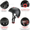 Helmet Knee Pad Set (Black), Adjustable Kids Bike Helmet Protective Gear Set with Knee Pads and Elbow Pads Wrist Guards Included for 3~10yrs Girls Boys Bike Roller Skating Cycling Scooter - Image 2