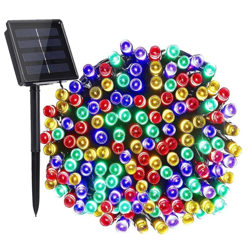 Solar Christmas String Lights, 1 Pack 39FT 12M 100 LED 8 Modes Outdoor Waterproof Fairy String Lights, Outdoor Ambiance Lighting for Xmas Tree Garden Wedding Lawn Party Decors (Multi-Color)