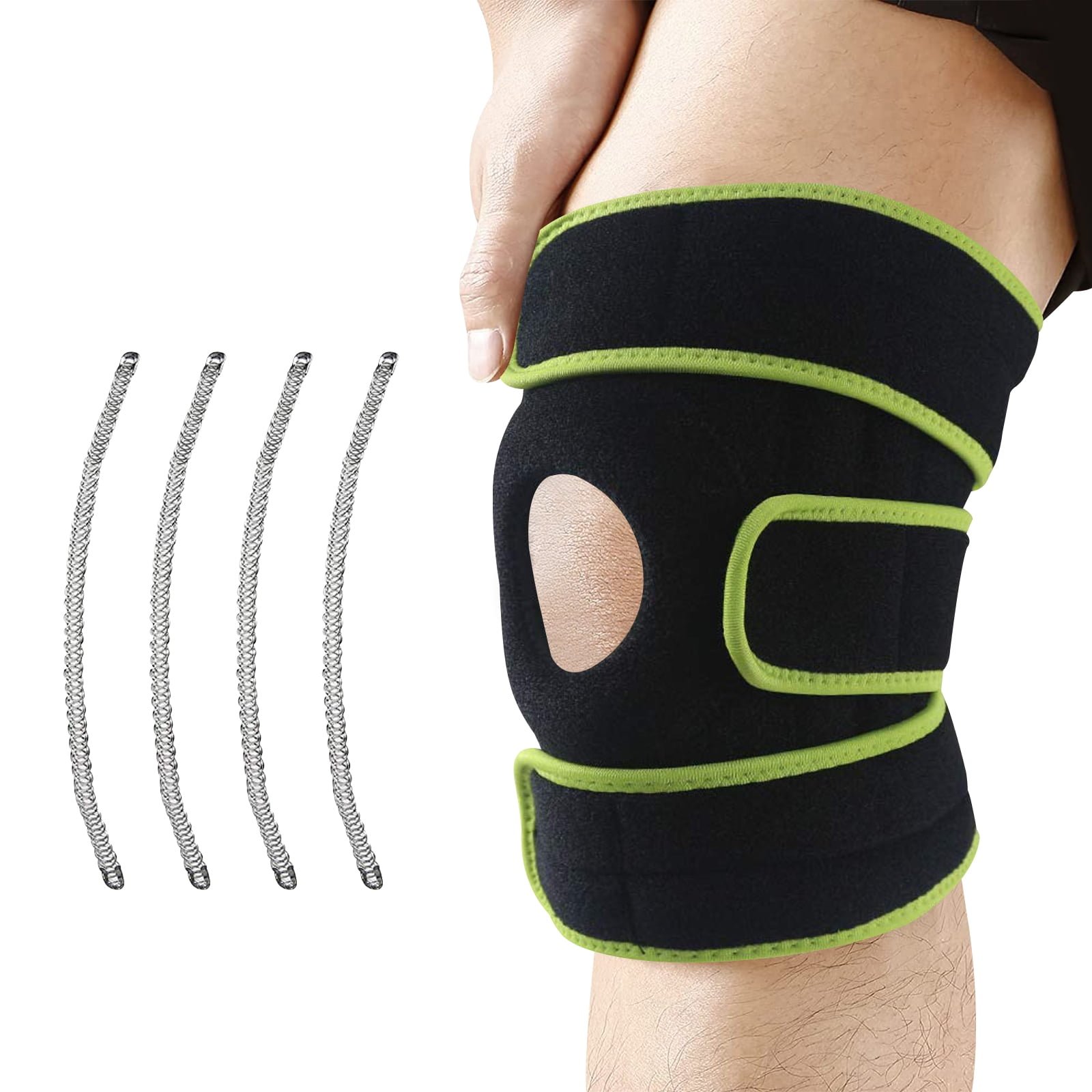 Adjustable Knee Brace Support, Non Slip Dual Stabilizers for Knee Pain, Relieves ACL, LCL, MCL, Meniscus Tear, for Men and Women, Green