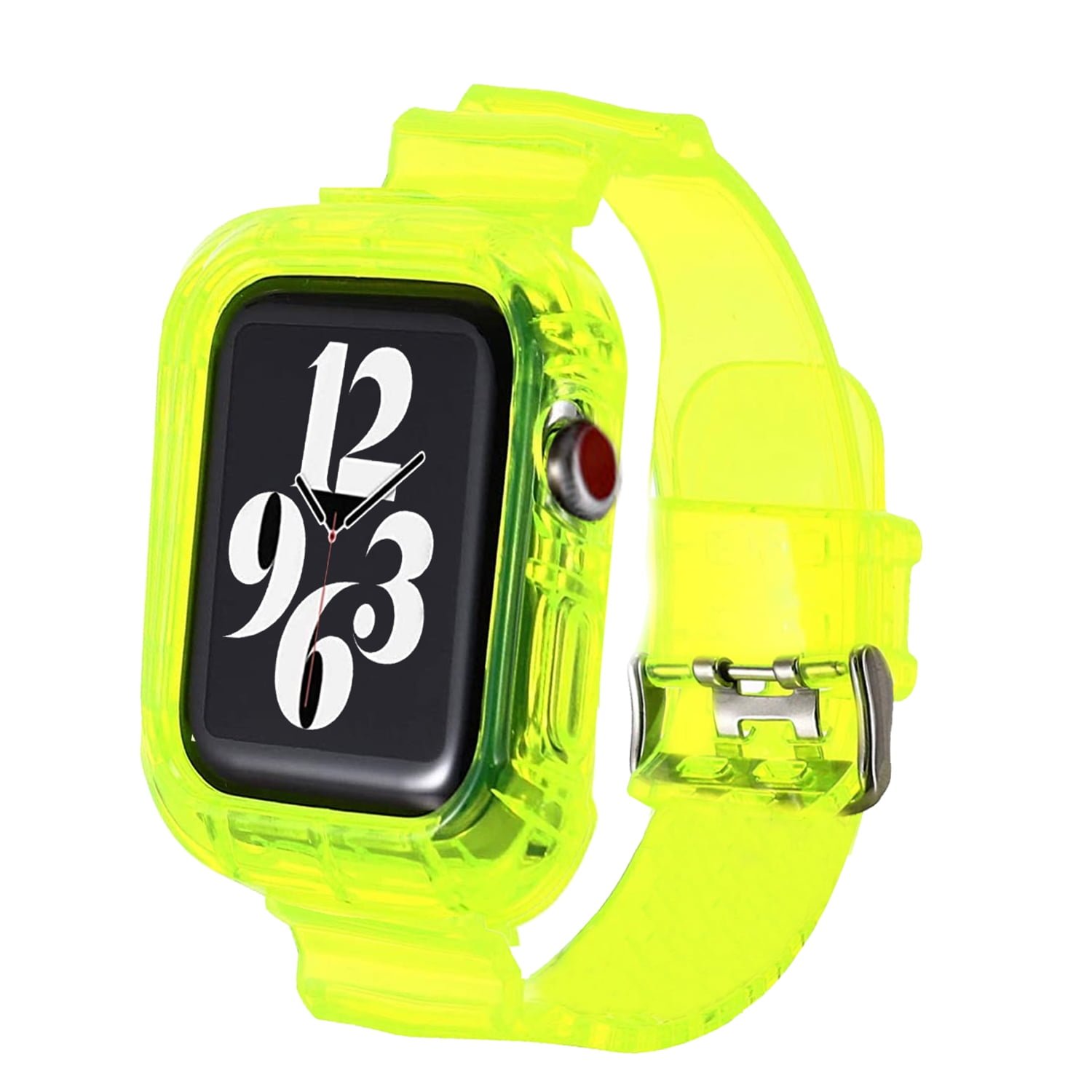 Clear Watch Band for Apple Watch 42mm 44mm, Crystal Bumper Case Band for Women Men Compatible with Apple Watch Series 6/5/4/3/2/SE, Green