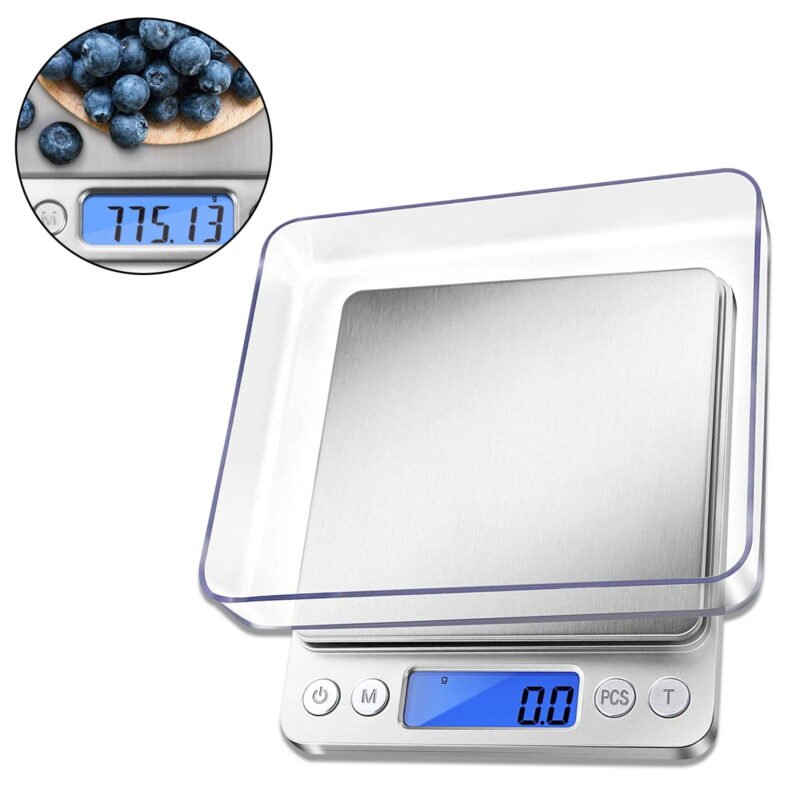 Mini Pocket Scale, 1kg x 0.01g Accuracy, Gram Scale Small Digital Kitchen Scale for Baking, Jewelry, Herbs, Seasoning,Tare Function, 2 Trays Included