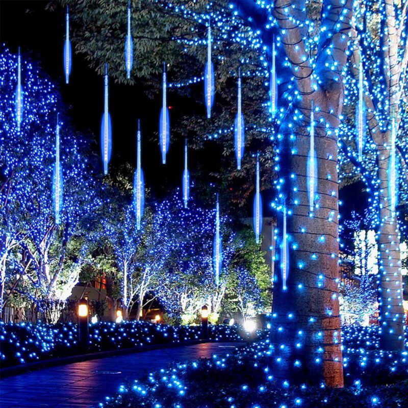 Meteor Shower Rain Lights, 20 inch 10 Tubes 540 LED Icicle Falling Raindrop Lights, Outdoor Christmas Lights for Wedding Party Decor, Blue