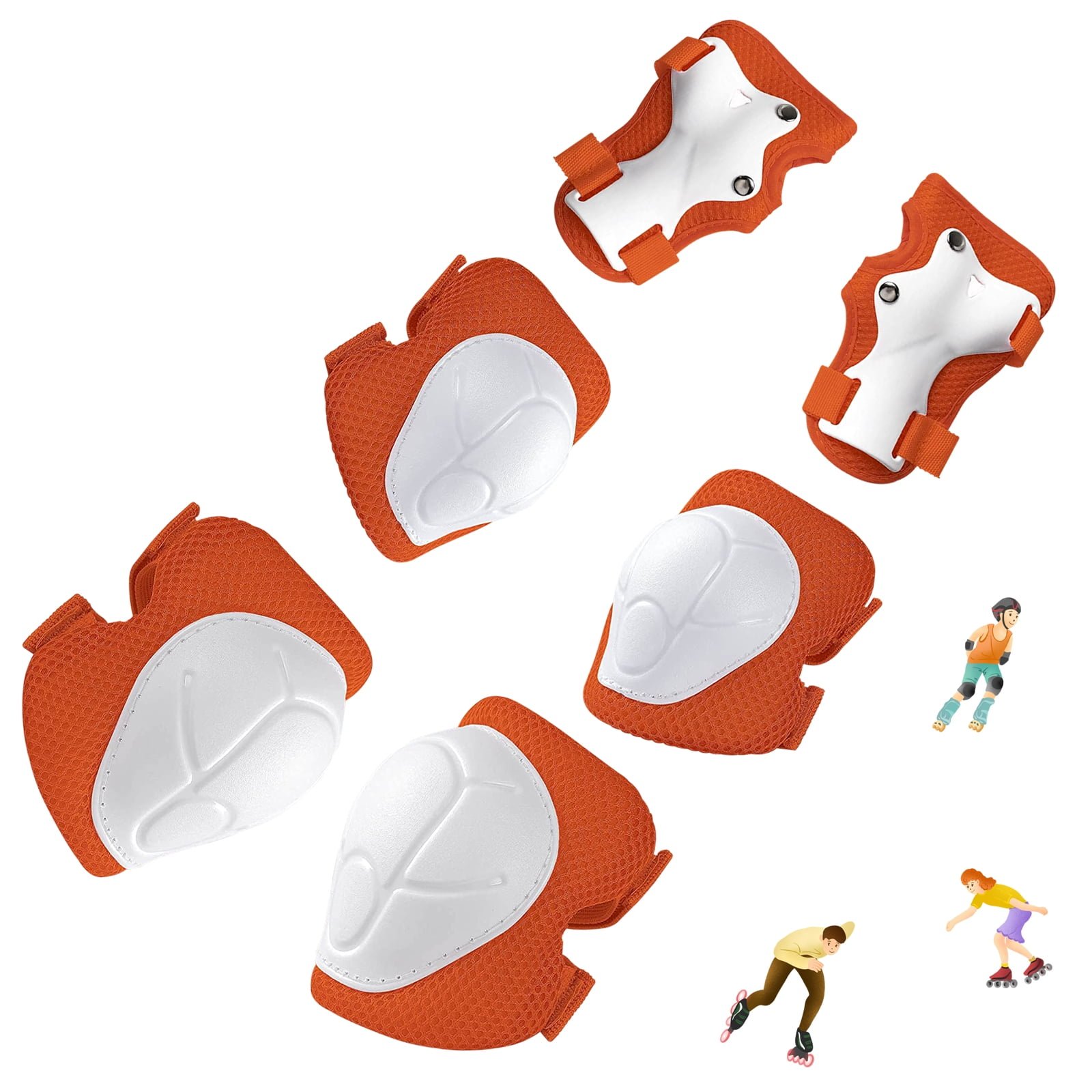 Kids Guards Protective Gear for 3-8 Years Toddlers, Orange Knee Pads Elbow Pads with Wrist 3 in 1 Sports Gear Set for Bike, Cycling, Roller Skating, Skateboard