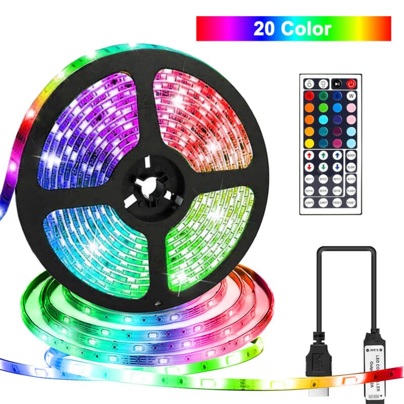 Syenll 32.8 ft RGB LED Strip Lights, Color Changing LED Lights Strips Kit with 44 Keys Remote for Home Bedroom Computer DIY Party Decor