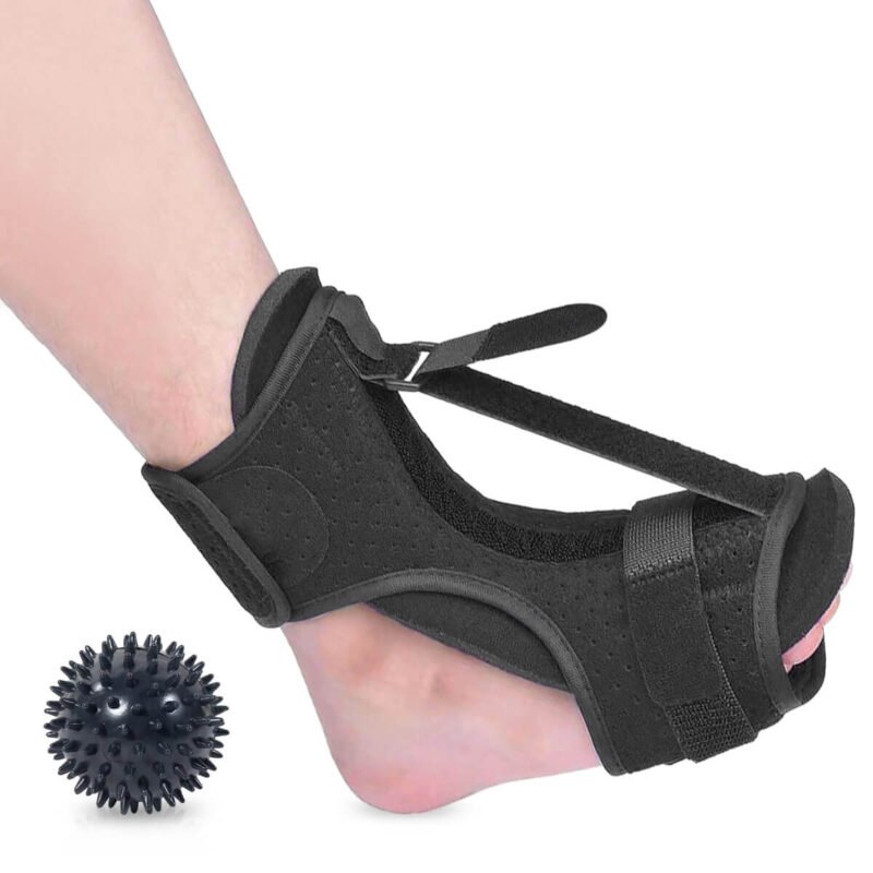 Syenll Plantar Fasciitis Night Splint, Comfortable Foot Brace with Massage Ball, Foot Drop and Achilles Tendonitis Relief for Men Women