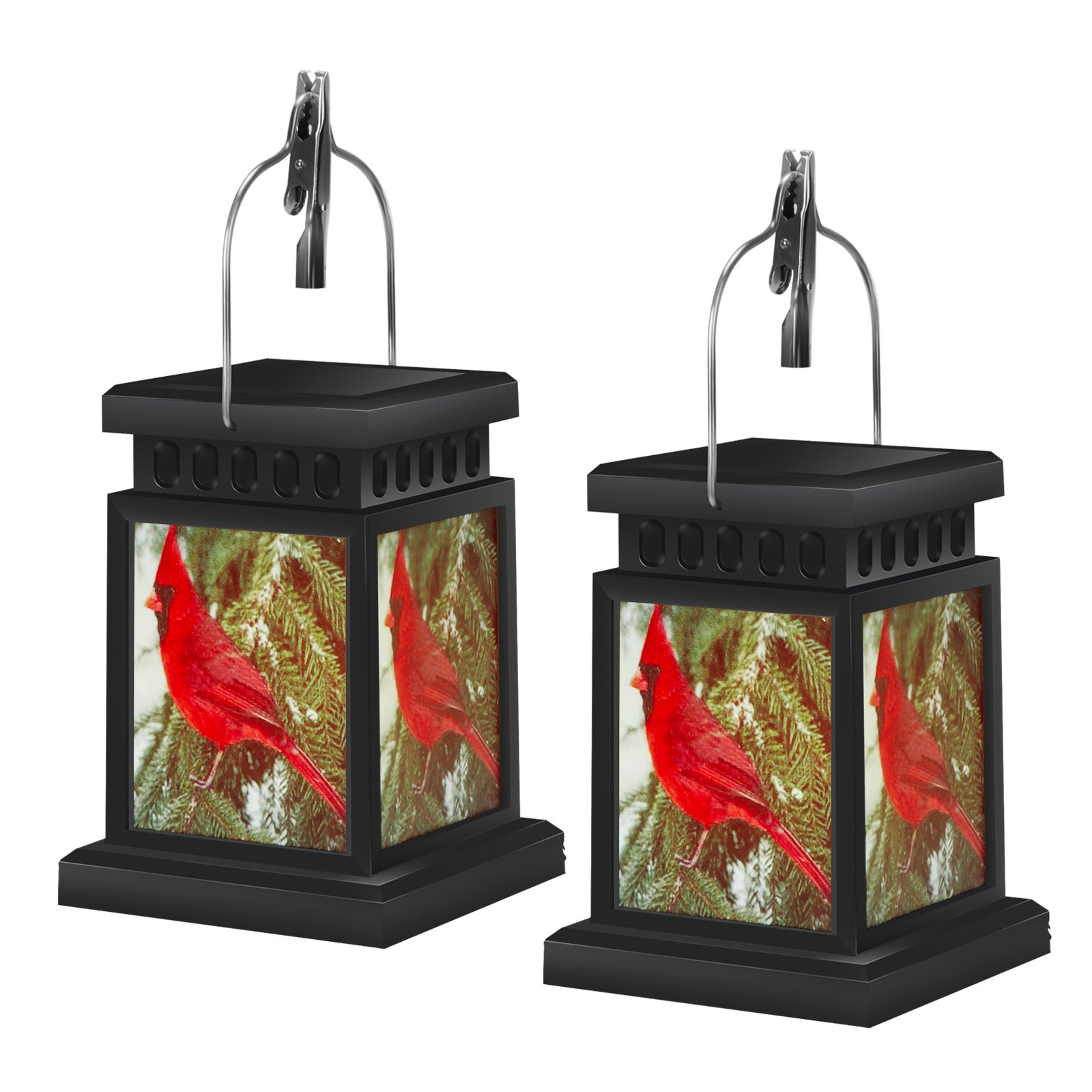 Hanging Solar Lanterns Outdoor, Decorative LED Solar Cardinal Lights, Waterproof Landscape Lights Tabletop Lamp for Pathway Garden Patio Yard, 2 Pack