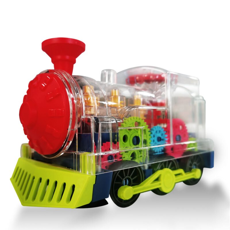 Train Toys for 3+ Year Old Kids, Kids Train Set with Light & Music, Early Educational Transparent Gear Toy for Toddlers