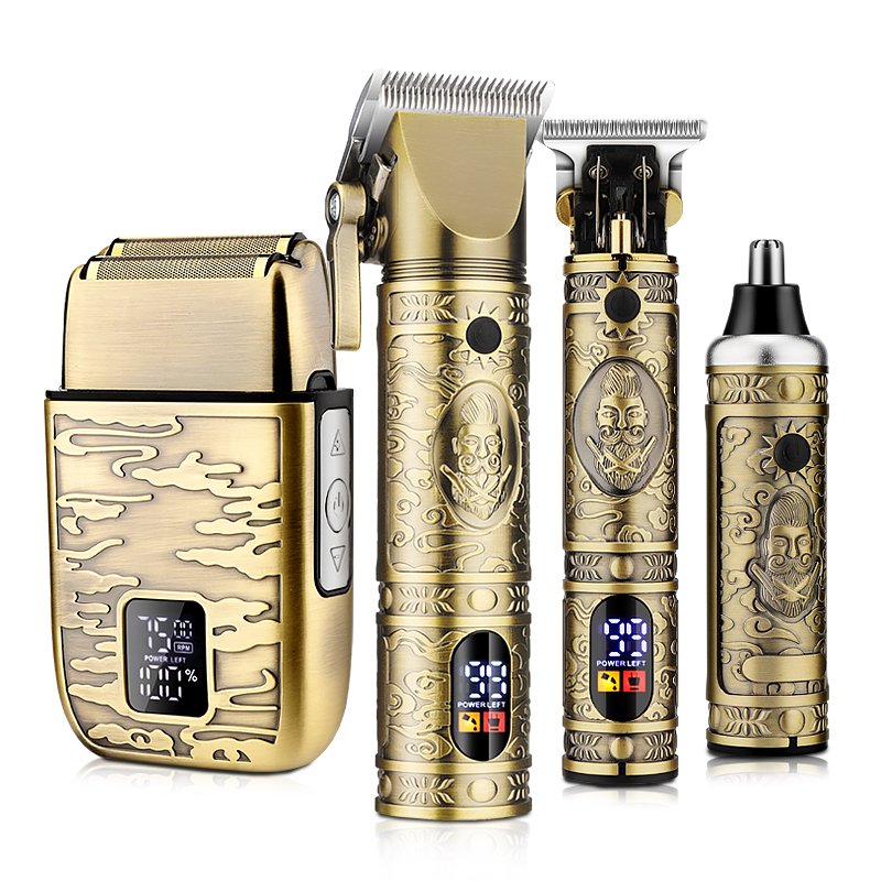 Professional Beard Trimmer, Cordless Hair Clippers for Men, Nose Hair Trimmer Shaver Set, Electric Razor Foil Shavers for Ear, Face, Nose, Hair, Beard (Bronze)