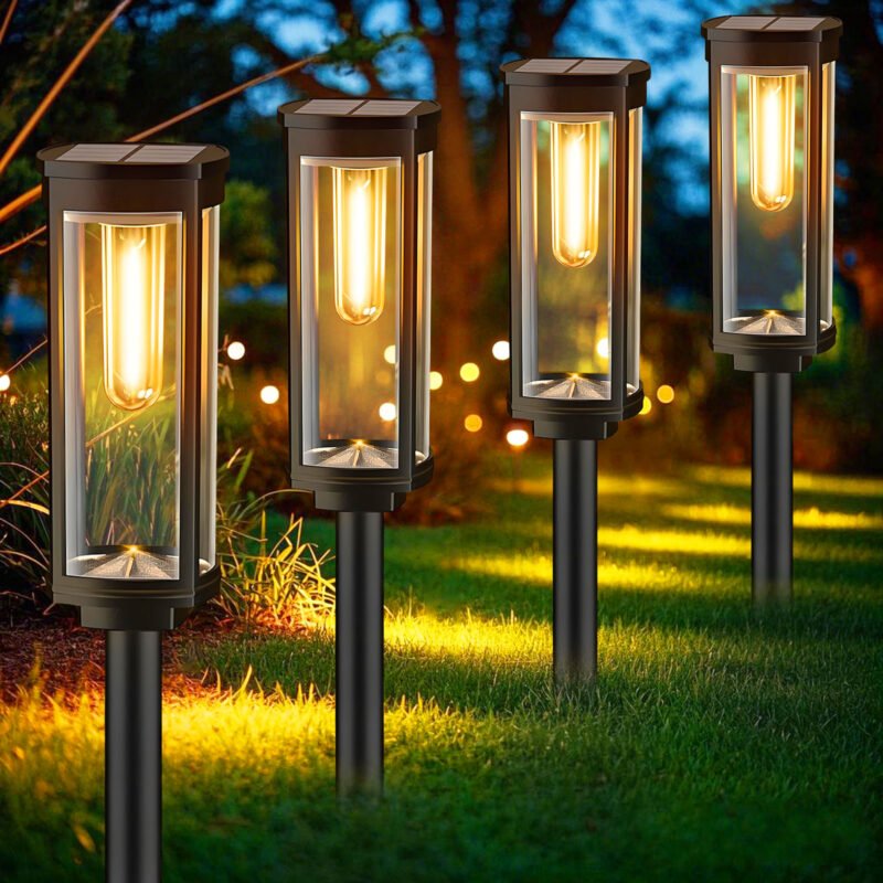 8 Pack Solar Pathway Lights, LED Solar Landscape Lights Outdoor Waterproof, Bright Solar Lights for Yard Garden Walkway Patio Decoration, Warm White