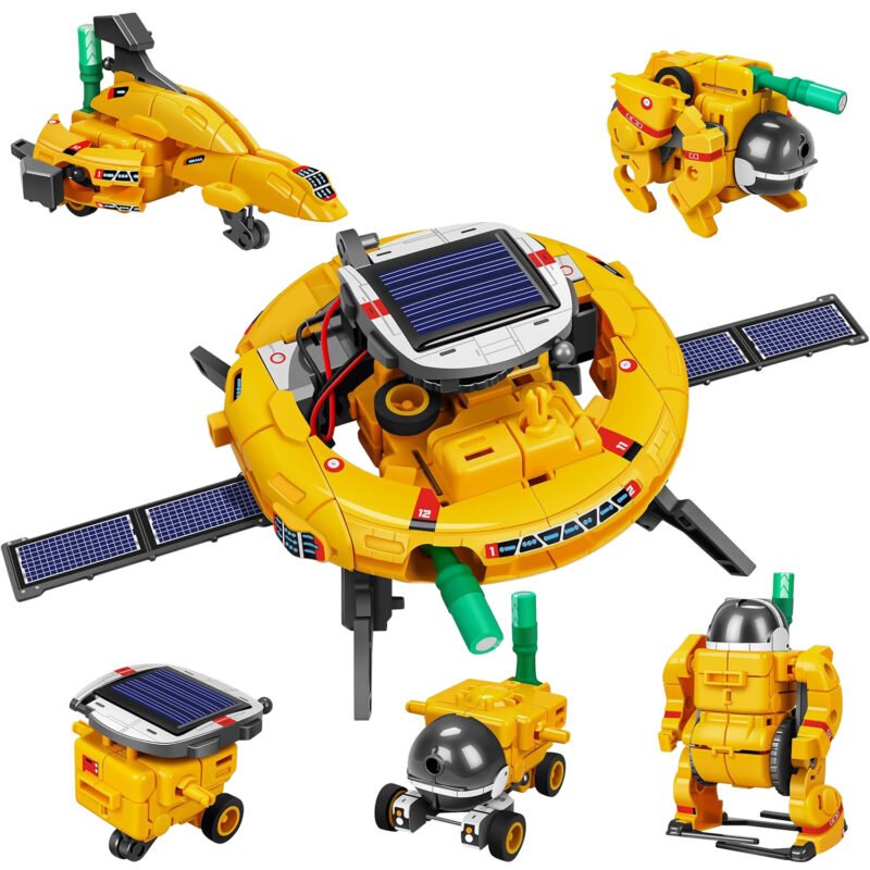 STEM Projects for Kids Ages 8-12, 6-in-1 Solar Robot Kit Space Toys, Science Experiments Kits Christmas Birthday Gifts for Boys Girls, Orange