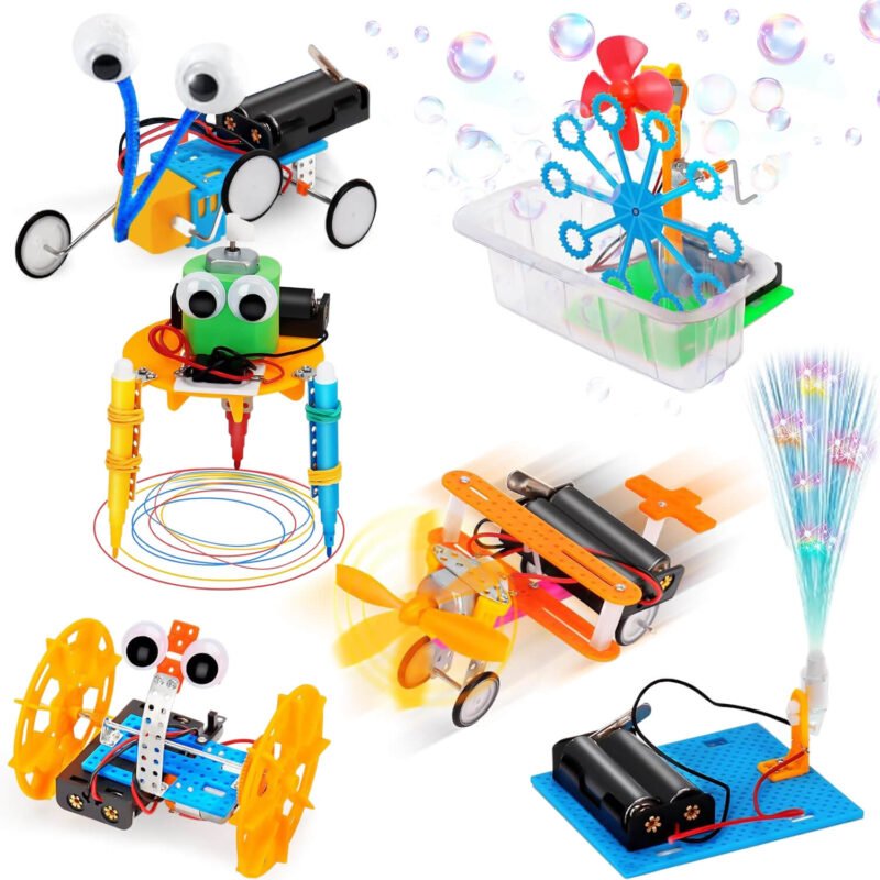 STEM Robotics Science Kit, Electronic Motor Robot Craft for Kids Age 8-12, Educational Experiments Kit, Engineering Building STEM Toy (6 Sets)