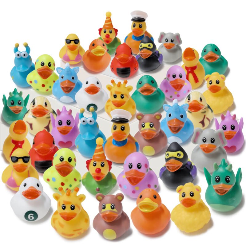 40 Pcs Rubber Ducks, Random Assortment Mini Bulk Floater Duck Toys, Kids Baby Bath Pool Toys, Birthday Gifts, Party Favors for Toddlers 1-3