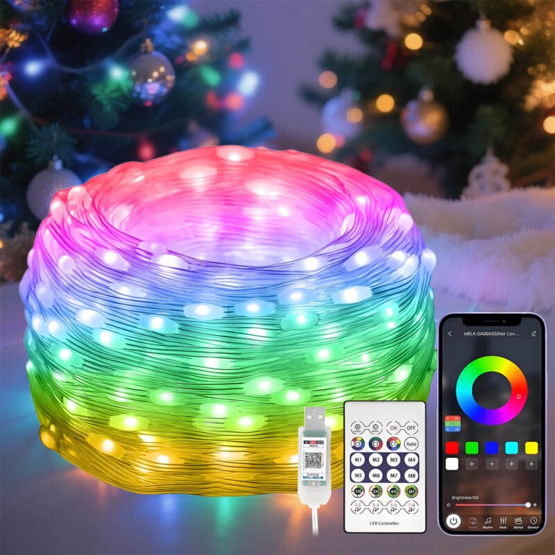 200 LEDs USB IC Fairy Lights with APP & Remote Control, Waterproof 66ft/20M Color Changing String Lights Decoration for Outdoor Indoor, Holiday, Wedding