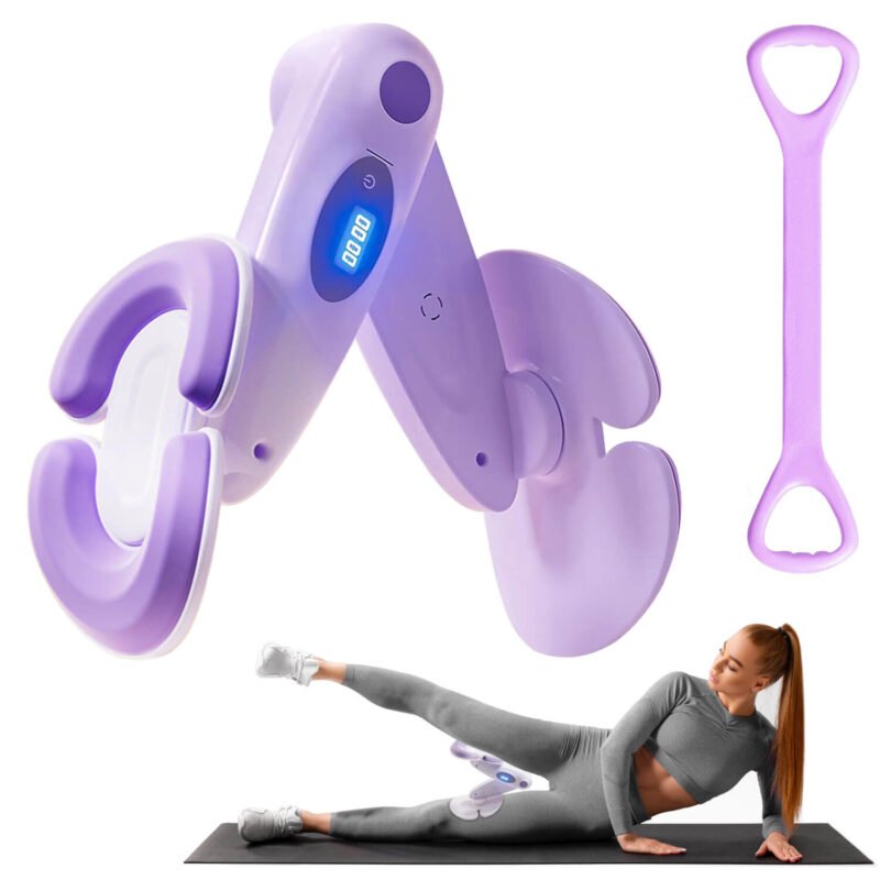 Thigh Master Hip Trainer, Kegel Exerciser Pelvic Floor Muscle Trainer with Tensioner, Inner Thigh Exercise Equipment for Home Workout Training, Purple